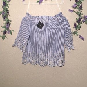 Blue and white striped summer top